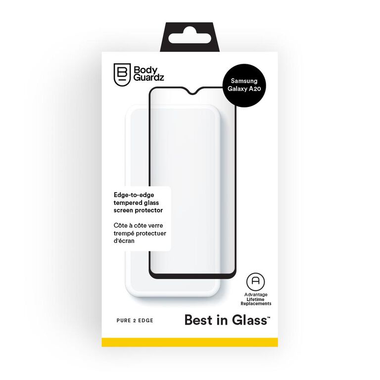 Samsung Galaxy A20 BodyGuardz® Pure® 2 Edge Premium Glass Screen Protector