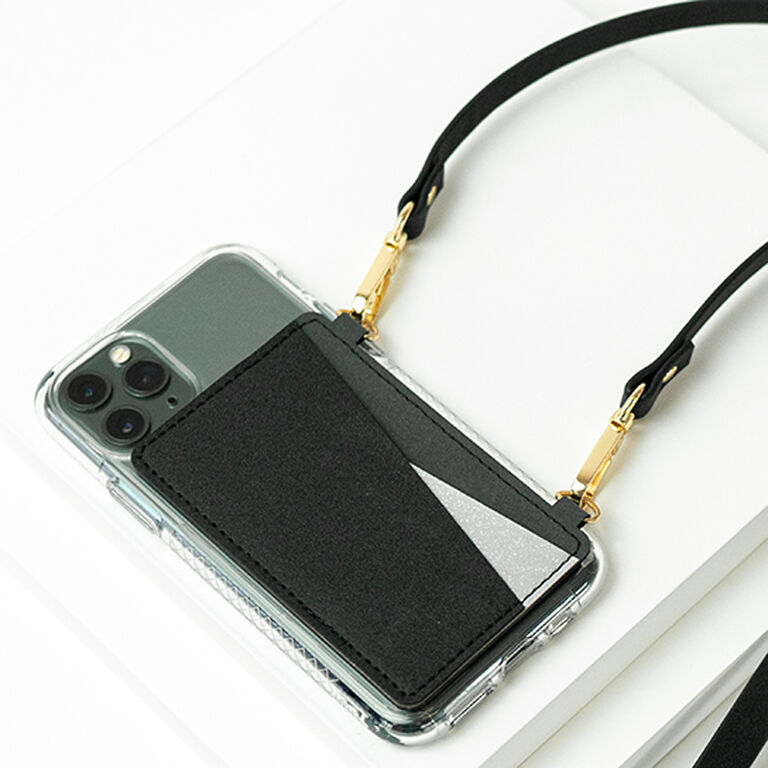 Crossbody Phone Wallet with Strap (Black)