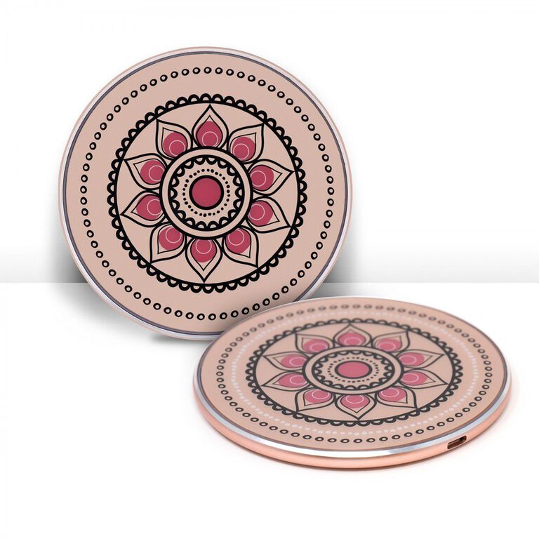 Wireless Charging Pad—(Rose Gold) with Floral Design