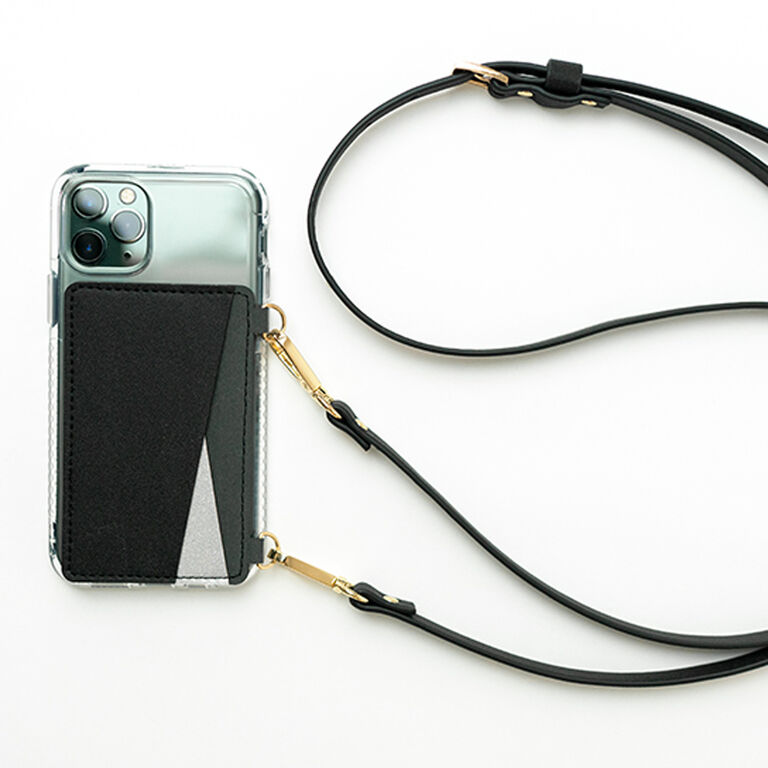 Crossbody Phone Wallet with Strap (Black)