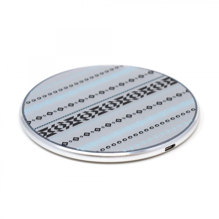 Wireless Charging Pad—(Silver) with Geometric Pattern