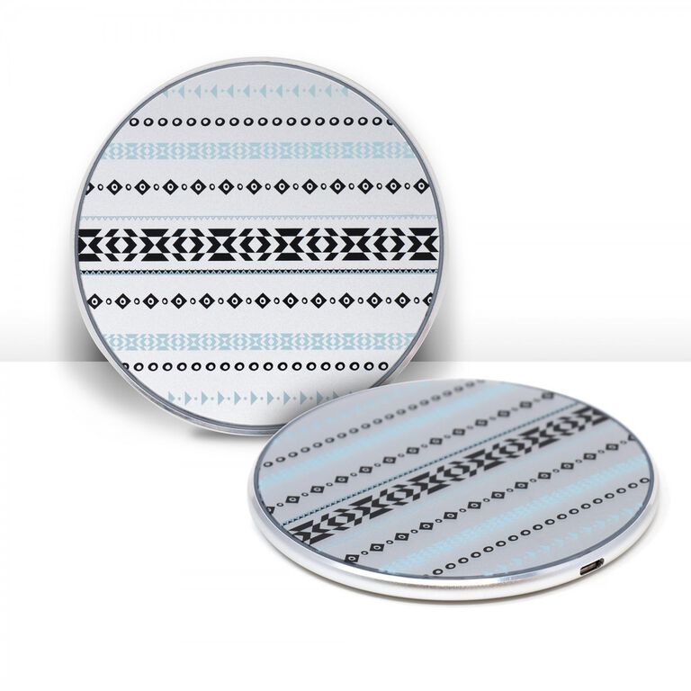 Wireless Charging Pad—(Silver) with Geometric Pattern
