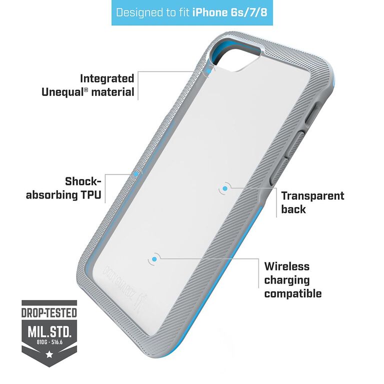 BodyGuardz Trainr Case with Unequal Technology (Gray/Blue) for Apple iPhone SE (2nd Gen) / iPhone 8 / iPhone 7 / iPhone 6s, , large