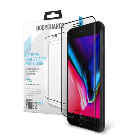 BodyGuardz Pure 2 Edge Glass (Black Edge) for Apple iPhone 6 Plus / 6s Plus / 7 Plus / 8 Plus, , large