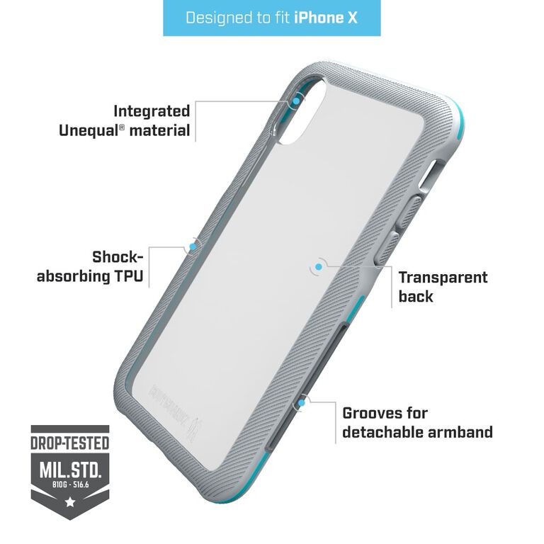 BodyGuardz Trainr Pro Case with Unequal Technology (Gray/Mint) for Apple iPhone X, , large
