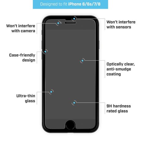 Apple iPhone 8 BodyGuardz® Pure® 2 Premium Glass Screen Protector, , large
