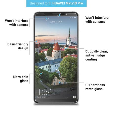 Huawei Mate10 Pro BodyGuardz Pure® 2 Premium Glass Screen Protector, , large