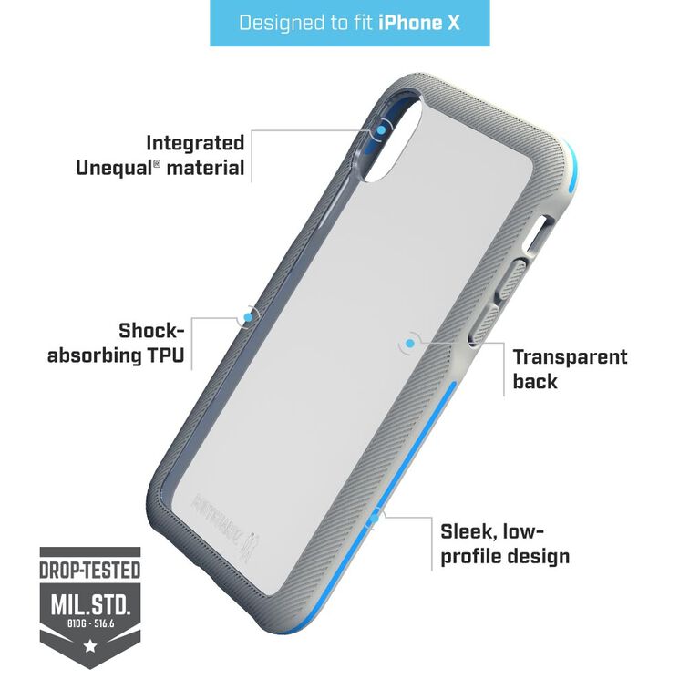 BodyGuardz Trainr Case with Unequal Technology (Gray/Blue) for Apple iPhone X, , large