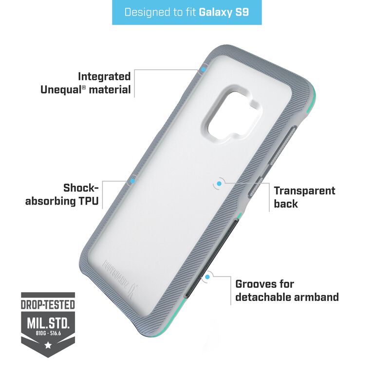 BodyGuardz Trainr Pro Case with Unequal Technology (Gray/Mint) for Samsung Galaxy S9, , large