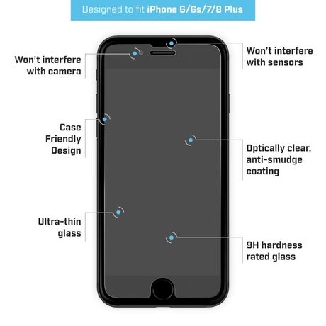 Apple iPhone 8 Plus BodyGuardz® Pure® 2 Premium Glass Screen Protector, , large