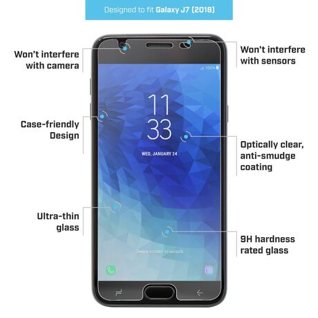 Samsung Galaxy J7 (2018) BodyGuardz® Pure® 2 Premium Glass Screen Protector, , large