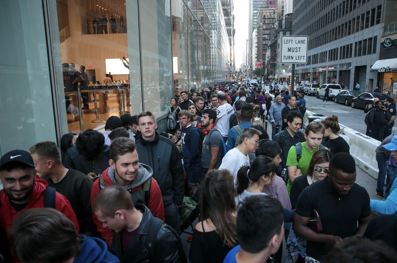 People waiting in line for new iPhone