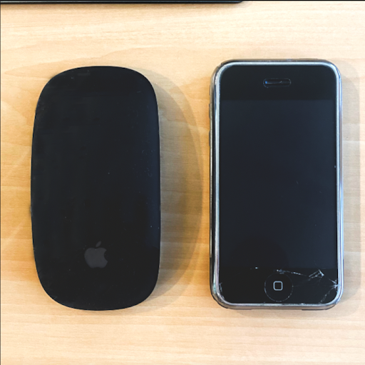 The first iPhone on a desk