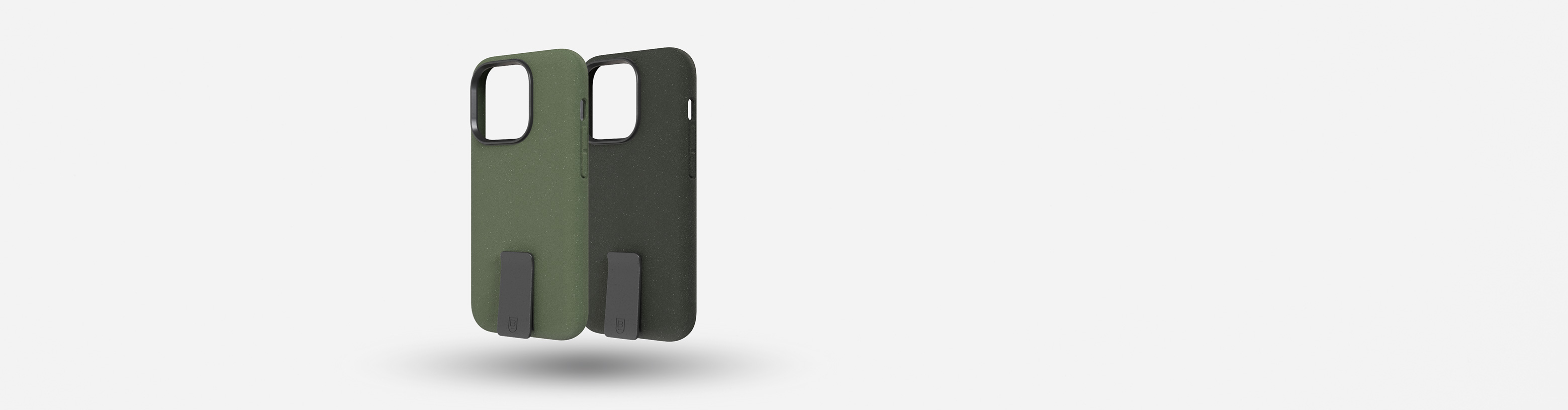 Green and black Motus phone cases.